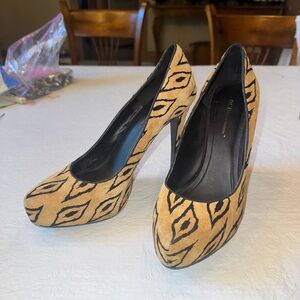 BCBGeneration Black and Tan Patterned Heels